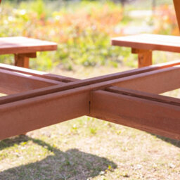 Outsunny 8 Seat Outdoor Wooden Picnic Table With Bench, Parasol Hole, Brown - thumbnail 9