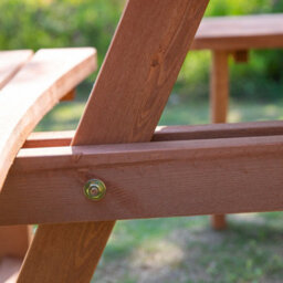 Outsunny 8 Seat Outdoor Wooden Picnic Table With Bench, Parasol Hole, Brown - thumbnail 8