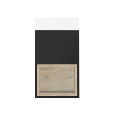 Homestylestore Black Grey 400mm Wall Hung Bathroom Vanity Unit Open Shelf With Led Light - image 1