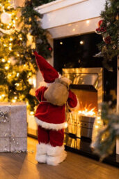 30Cm Red Deluxe In-Lit Standing Santa Claus Figure - Festive Xmas Ornament With 16 Led Lights - thumbnail 5
