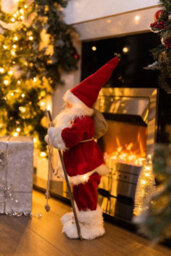 30Cm Red Deluxe In-Lit Standing Santa Claus Figure - Festive Xmas Ornament With 16 Led Lights - thumbnail 7