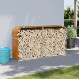 Walplus Log Holder Light Brown 180X45X100 Cm Galvanised Steel