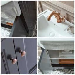 Homestylestore Black Grey 570mm Bathroom Vanity Unit And Round Oil Rubbed Bronze Handles - thumbnail 2