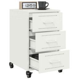 Berkfield Bedside Cabinet White 36X39X59 Cm Steel - thumbnail 5