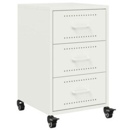 Berkfield Bedside Cabinet White 36X39X59 Cm Steel - thumbnail 2