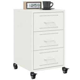 Berkfield Bedside Cabinet White 36X39X59 Cm Steel - thumbnail 4