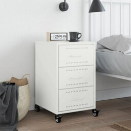 Berkfield Bedside Cabinet White 36X39X59 Cm Steel - thumbnail 3