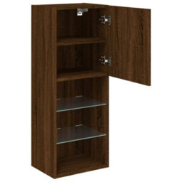 Berkfield Durable Tv Cabinet With Led Lights Brown Oak 40.5X30X102 Cm - thumbnail 8