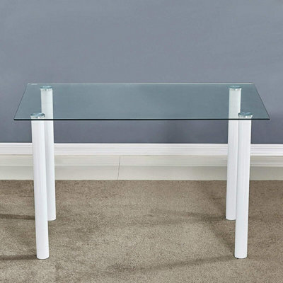 Kosy Koala Modern Clear Glass Dining Table With Metal Legs  Dining Room Furniture - image 1