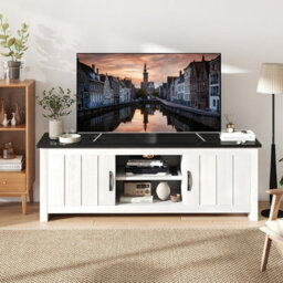 "Gainoom 57"" Tv Console Table 2 Doors Tv Stand For Tvs Up To 65"" Black" - thumbnail 4