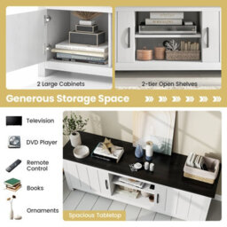"Gainoom 57"" Tv Console Table 2 Doors Tv Stand For Tvs Up To 65"" Black" - thumbnail 7