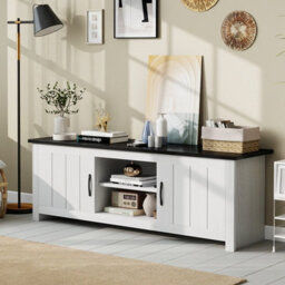 "Gainoom 57"" Tv Console Table 2 Doors Tv Stand For Tvs Up To 65"" Black" - thumbnail 5