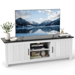 "Gainoom 57"" Tv Console Table 2 Doors Tv Stand For Tvs Up To 65"" Black"