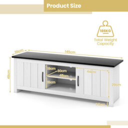 "Gainoom 57"" Tv Console Table 2 Doors Tv Stand For Tvs Up To 65"" Black" - thumbnail 2