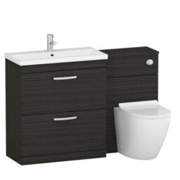 Royal Bathrooms Turin 1300mm Hale Black 2 Drawer Furniture Pack With Mid Edge Basin & Slim Elva Back To Wall Toilet - thumbnail 4