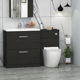 Royal Bathrooms Turin 1300mm Hale Black 2 Drawer Furniture Pack With Mid Edge Basin & Slim Elva Back To Wall Toilet - thumbnail 1