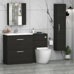 Royal Bathrooms Turin 1300mm Hale Black 2 Drawer Furniture Pack With Mid Edge Basin & Slim Elva Back To Wall Toilet - thumbnail 3