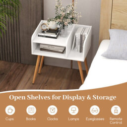 Gainoom Set Of 2 White Mid Century Modern Nightstand With Open Shelves - thumbnail 8
