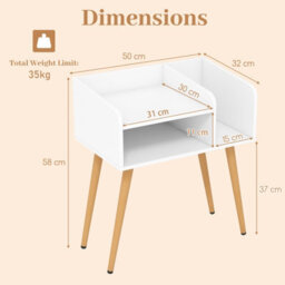 Gainoom Set Of 2 White Mid Century Modern Nightstand With Open Shelves - thumbnail 2
