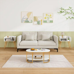 Gainoom Set Of 2 White Mid Century Modern Nightstand With Open Shelves - thumbnail 4