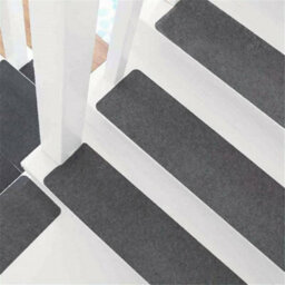 Garden Sanctuary 14 Pcs Anti Slippery Stair Tread Carpet For Wooden Steps, Self Adhesive Stair Treads Mat, Dark Grey, L55 X W20 Cm - thumbnail 2