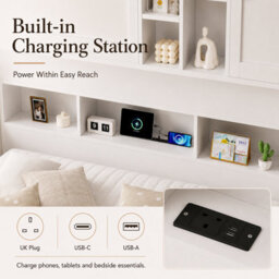 Single Storage Bed With Overbed Cabinets, Drawers, Rgb Led And Usb Charging Station - thumbnail 9