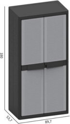 Terry 2-Door Tall Storage Cabinet With Inner Shelves, Jumbo Plastic Cabinet, Grey - thumbnail 2
