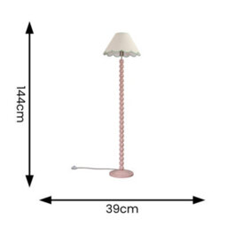 Valuelights Bobbles Rose Pink Bobbin Floor Lamp With Green Trim Scallop Shade - Led Bulb Included - thumbnail 6