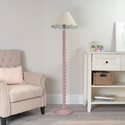 Valuelights Bobbles Rose Pink Bobbin Floor Lamp With Green Trim Scallop Shade - Led Bulb Included - thumbnail 4