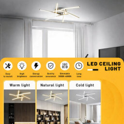 Shopnbits Modern Dimmable 5 Wave Led Lamp Ceiling Light Chandelier Living Room Bedroom Kitchen Lighting - thumbnail 4
