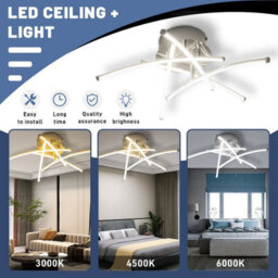 Shopnbits Modern Dimmable 5 Wave Led Lamp Ceiling Light Chandelier Living Room Bedroom Kitchen Lighting - thumbnail 3