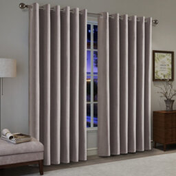 Aspire Homeware Mocha Linen 100% Blackout Curtain Thermal Insulated Eyelet Curtain Pair (W)228Cm X (D)228Cm With Tie Back - thumbnail 1