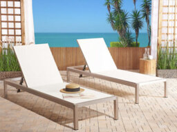 Beliani Sun Lounger Fossato Reclining Metal White - thumbnail 2