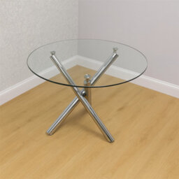 Kosy Koala Round Clear Glass Dining Table With 4 Grey Gem Pattern Chairs Dining Room Furnitre - thumbnail 4