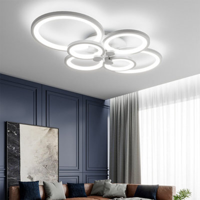 Living And Home Modern 6 Light Circular Led Semi Flush Ceiling Light Fixture For Nordic Decor Cool White 75Cm - image 1