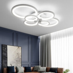 Living And Home Modern 6 Light Circular Led Semi Flush Ceiling Light Fixture For Nordic Decor Cool White 75Cm - thumbnail 1