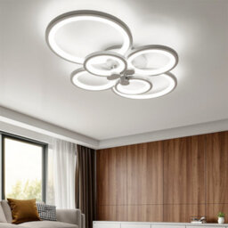 Living And Home Modern 6 Light Circular Led Semi Flush Ceiling Light Fixture For Nordic Decor Cool White 75Cm - thumbnail 2