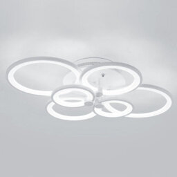 Living And Home Modern 6 Light Circular Led Semi Flush Ceiling Light Fixture For Nordic Decor Cool White 75Cm - thumbnail 4