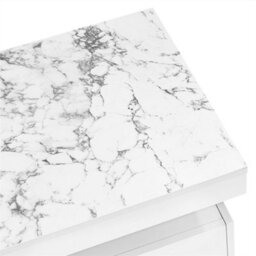 Abrihome 100X50X40Cm, Modern White Rectangular Coffee Table With Marble Pattern(Triamine Board) Top And 2 Wooden Drawers - thumbnail 5