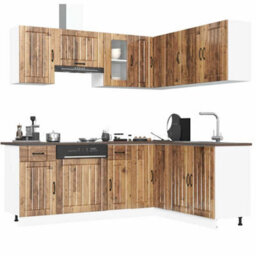 Berkfield 11 Piece Kitchen Cabinet Set Lucca Old Wood Engineered Wood - thumbnail 1