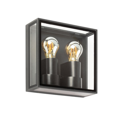 Luminosa Lighting Luminosa Pomo Outdoor Box Wall Lamp Dark Grey 2X E27 Ip65 - image 1