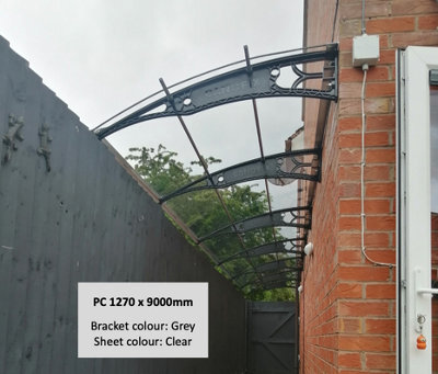 Canofix UK Canofix Door Canopy Pc 10000 Width X 1270 Projection (Grey Bracket - Clear Sheet) - image 1
