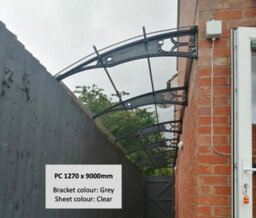 Canofix UK Canofix Door Canopy Pc 10000 Width X 1270 Projection (Grey Bracket - Clear Sheet) - thumbnail 1