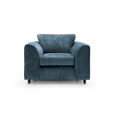 Abakus Direct Harriet Crushed Chenille Armchair Chair In  Dark Blue - image 1