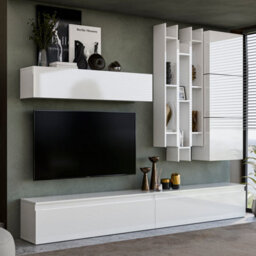 Decorotika Sintra Moduler Modern Tv Unit Wall Mount Customizable Layout High Gloss White - thumbnail 3