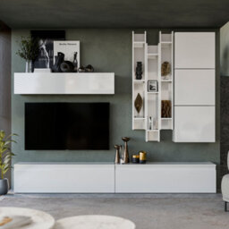 Decorotika Sintra Moduler Modern Tv Unit Wall Mount Customizable Layout High Gloss White - thumbnail 1