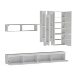 Decorotika Sintra Moduler Modern Tv Unit Wall Mount Customizable Layout High Gloss White - thumbnail 5