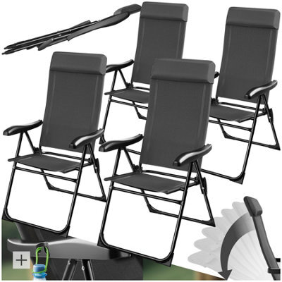 Tectake Camping Chair Muritz - Folding, Lightweight, 7 Position Backrest, Weather Resistant - Anthracite - Set Of 4 - image 1