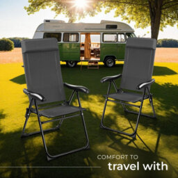 Tectake Camping Chair Muritz - Folding, Lightweight, 7 Position Backrest, Weather Resistant - Anthracite - Set Of 4 - thumbnail 8