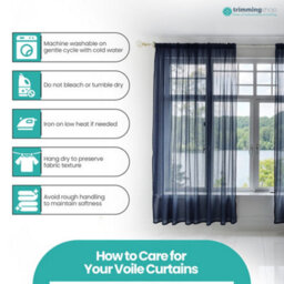 "Neel Blue Voile Curtains Slot Top, 2 Curtains, Navy Blue - 56"" Width X 72"" Drop" - thumbnail 3